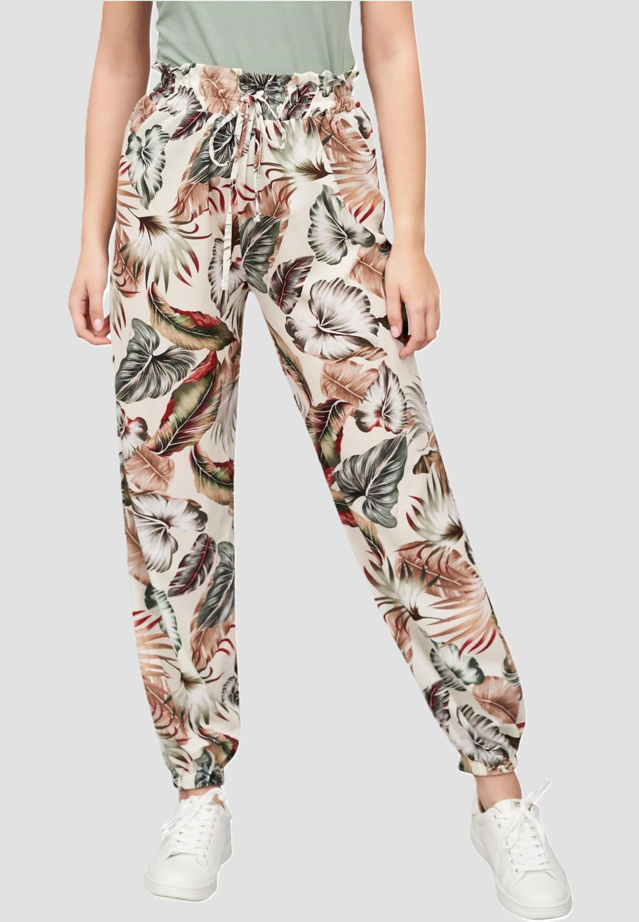 Cloud5ive Damen Crepe Hose mit Gummibund und All Over