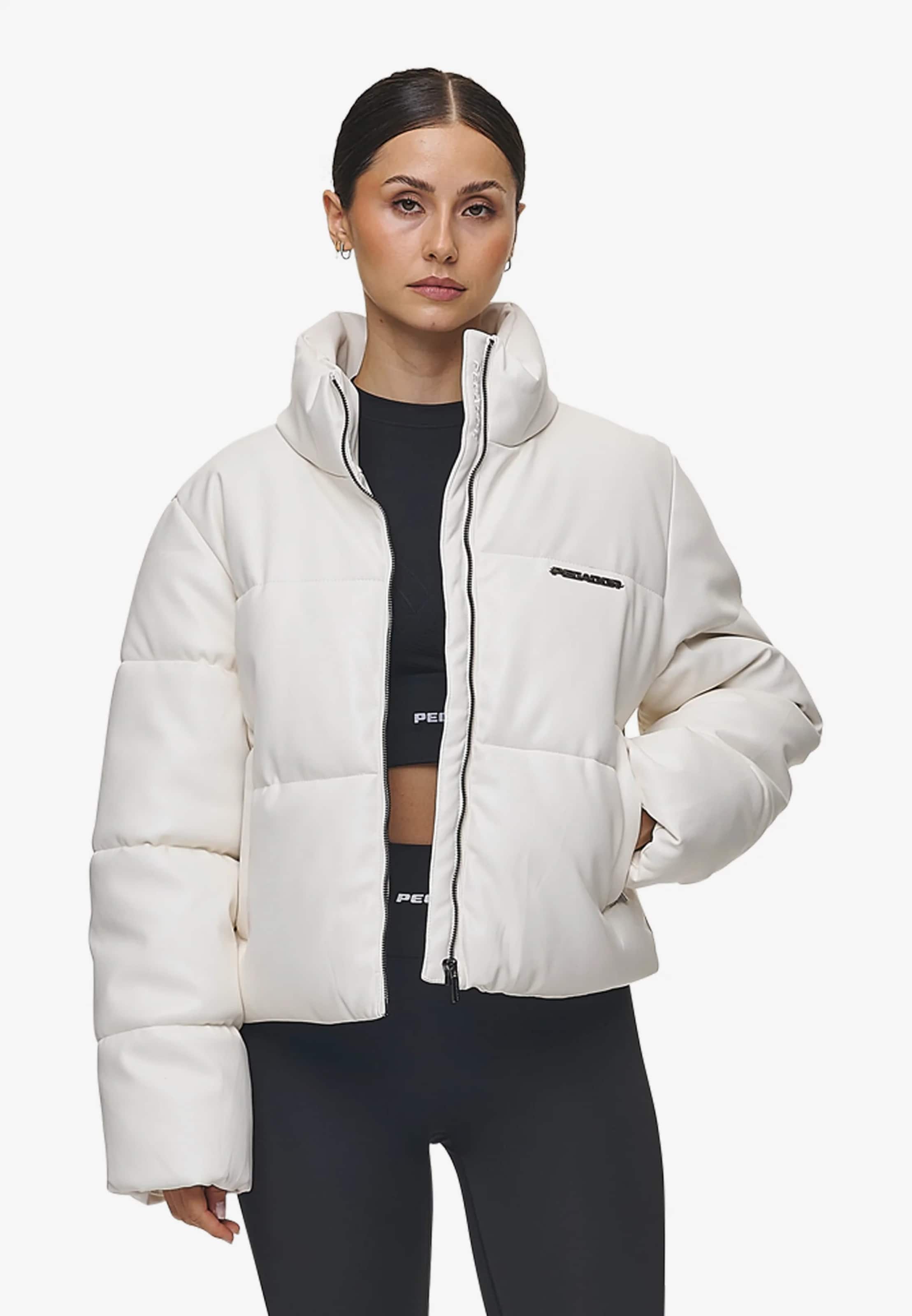PEGADOR Georgia Faux Leather Metal Logo Puffer Jacket