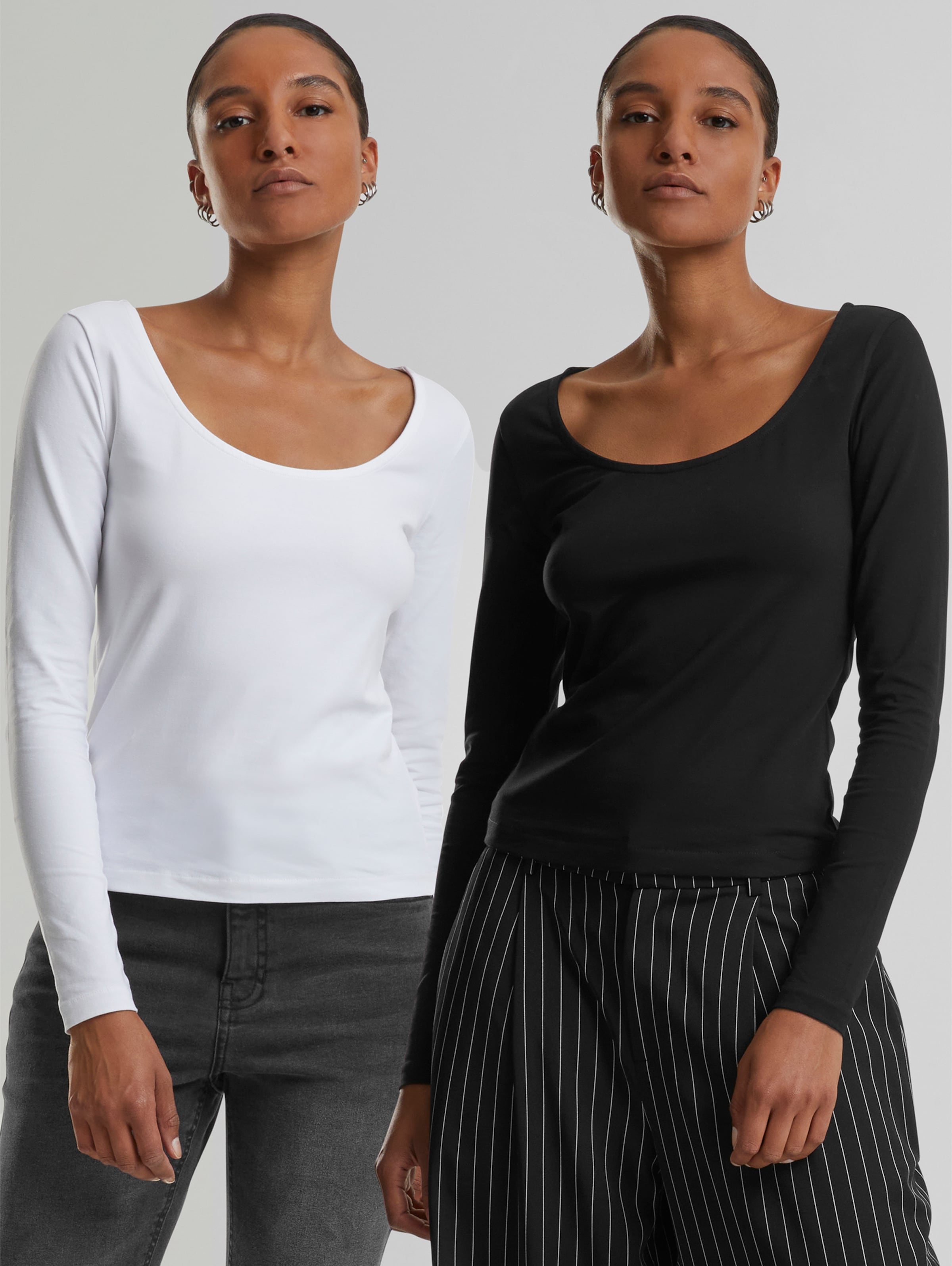 Urban Classics Ladies Wide Neck 2 Pack Longsleeve