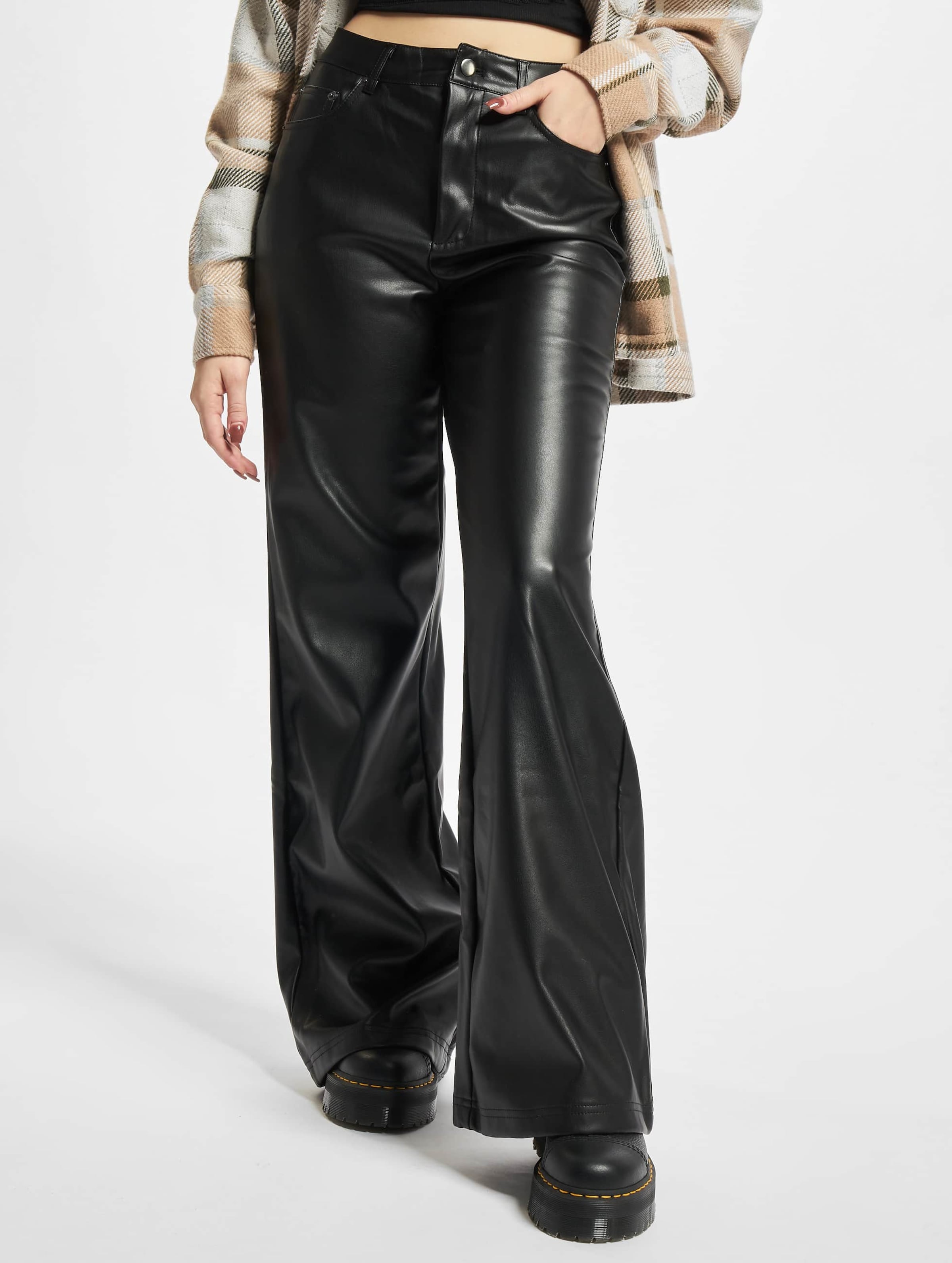 Urban Classics Ladies Faux Leather Wide Leg Pants
