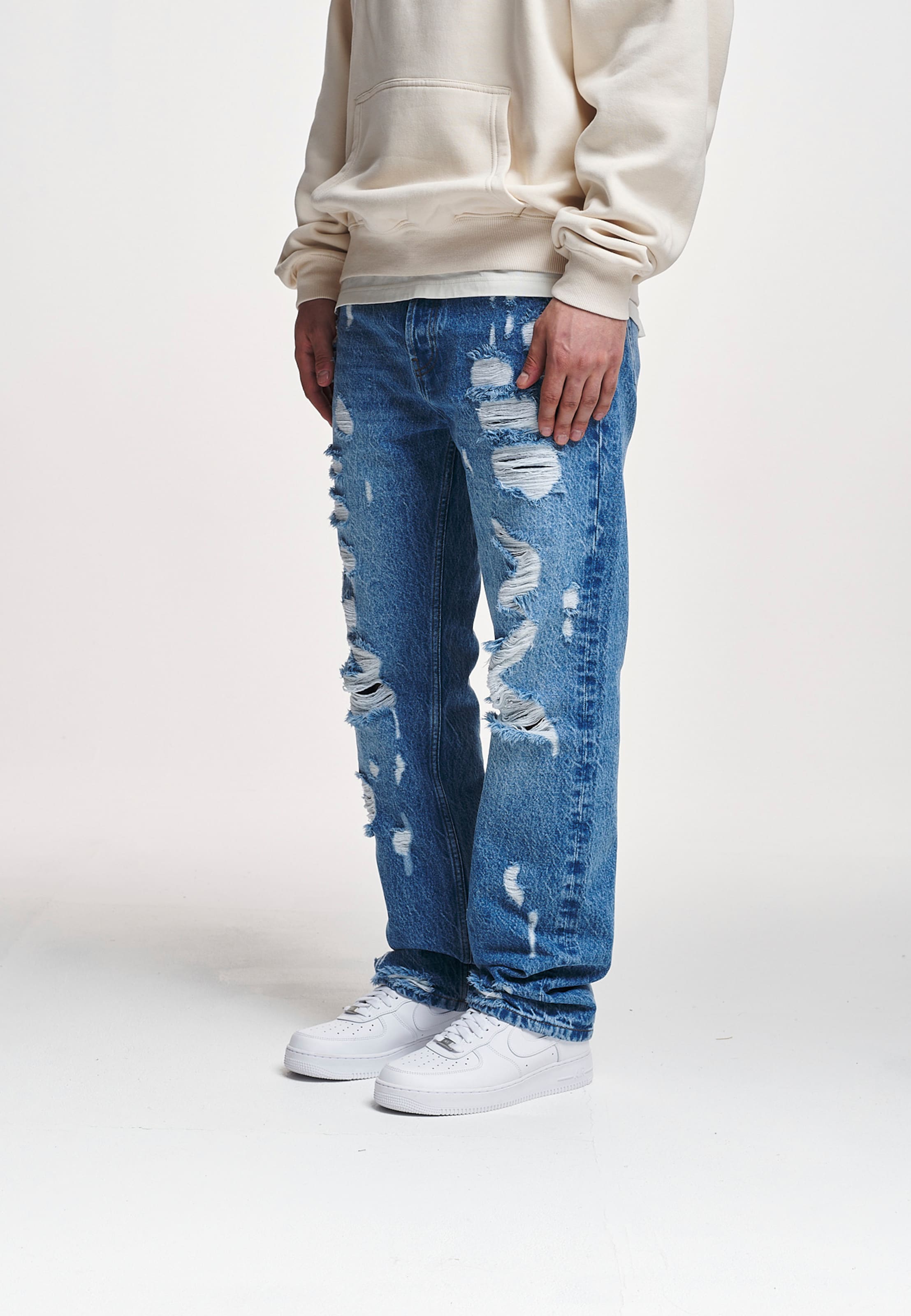 2Y Studios Firio Destroyed Straight Jeans