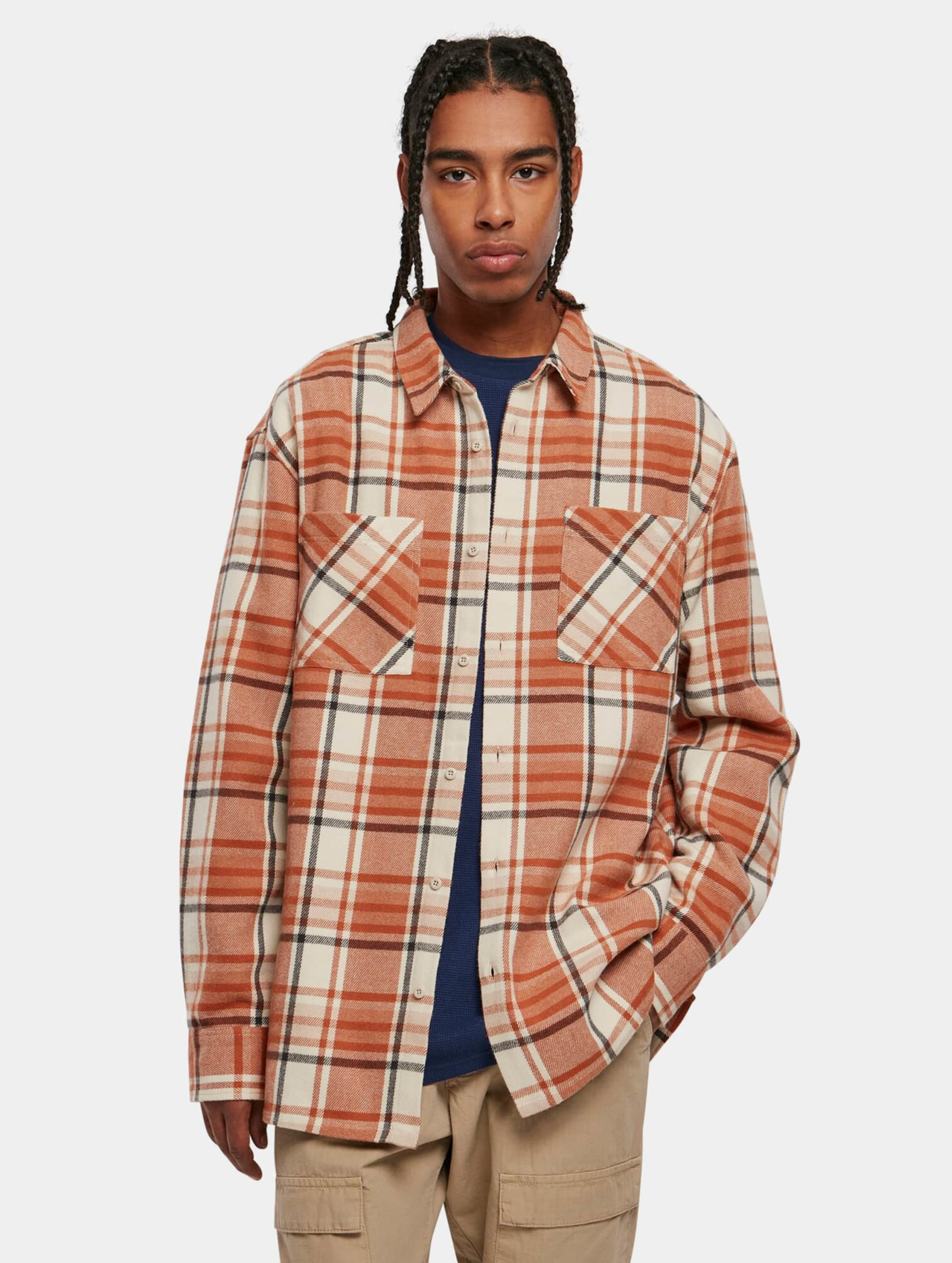 Urban Classics Long Oversized Checked Leaves Shirt