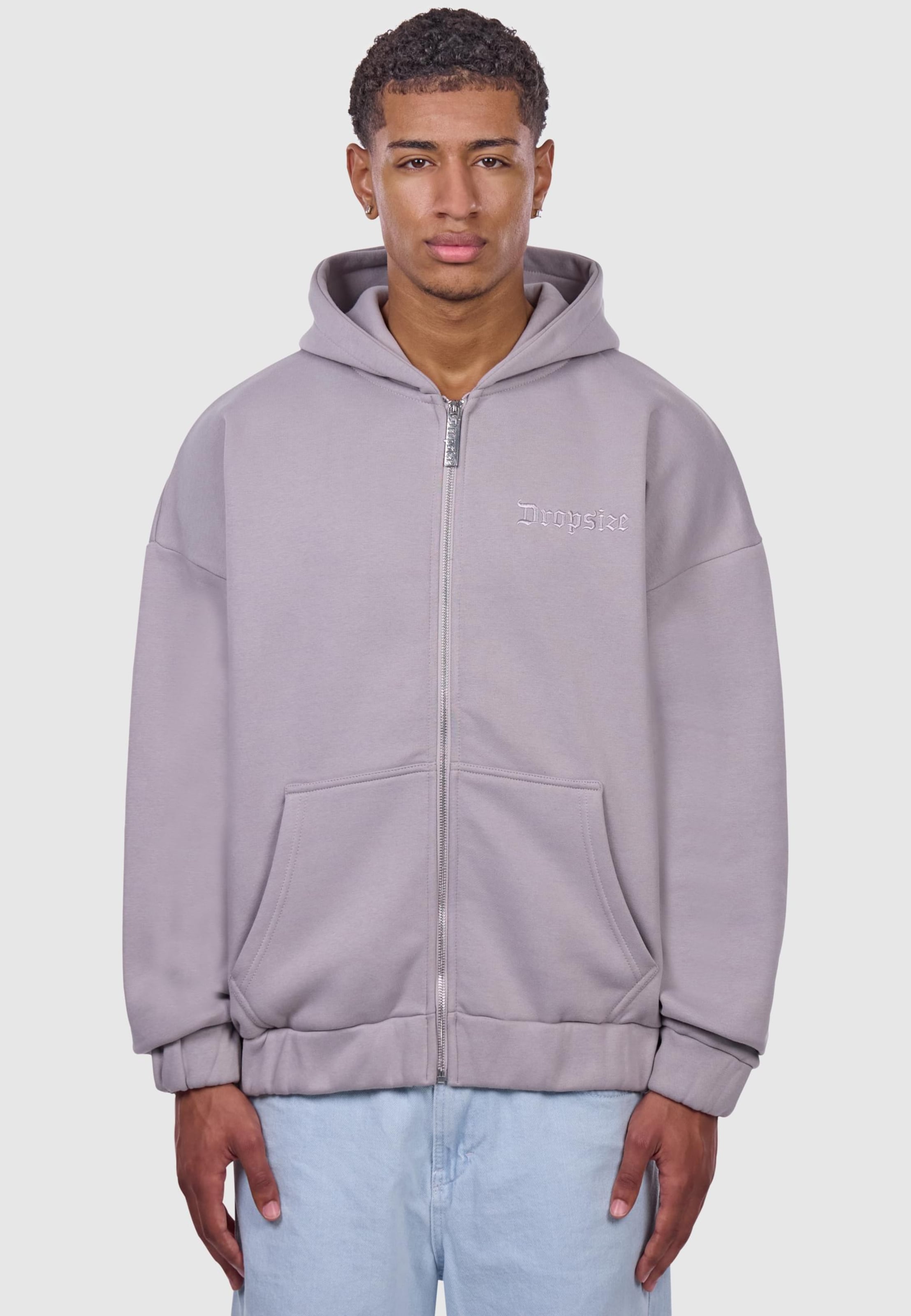 Dropsize HEAVY OVERSIZE EMBO ZIPPER HOODIE