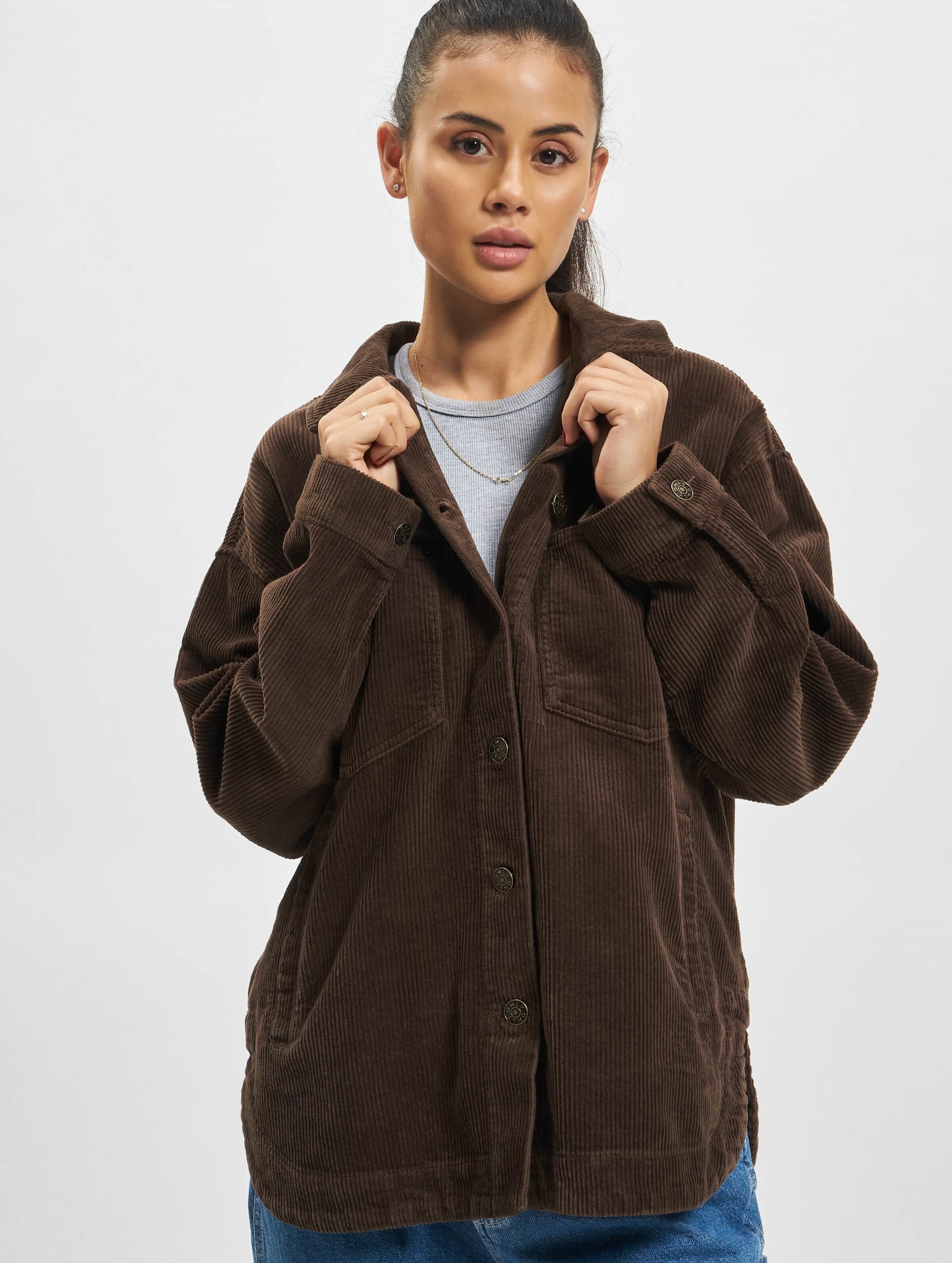 Only Bitten Cord Round Shacket Shirt