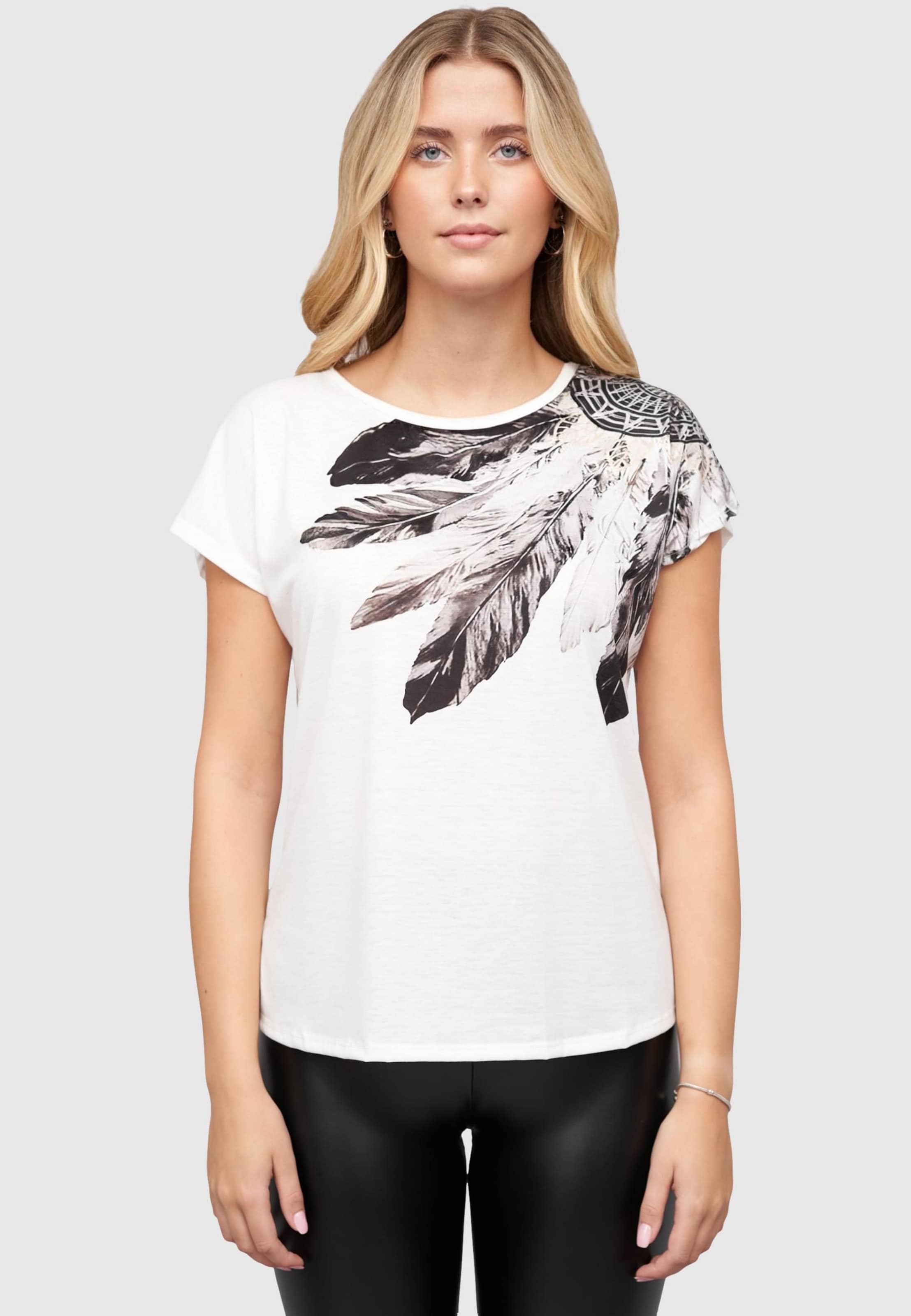 Cloud5ive Damen Viskose T-Shirt mit Traumfänger Print