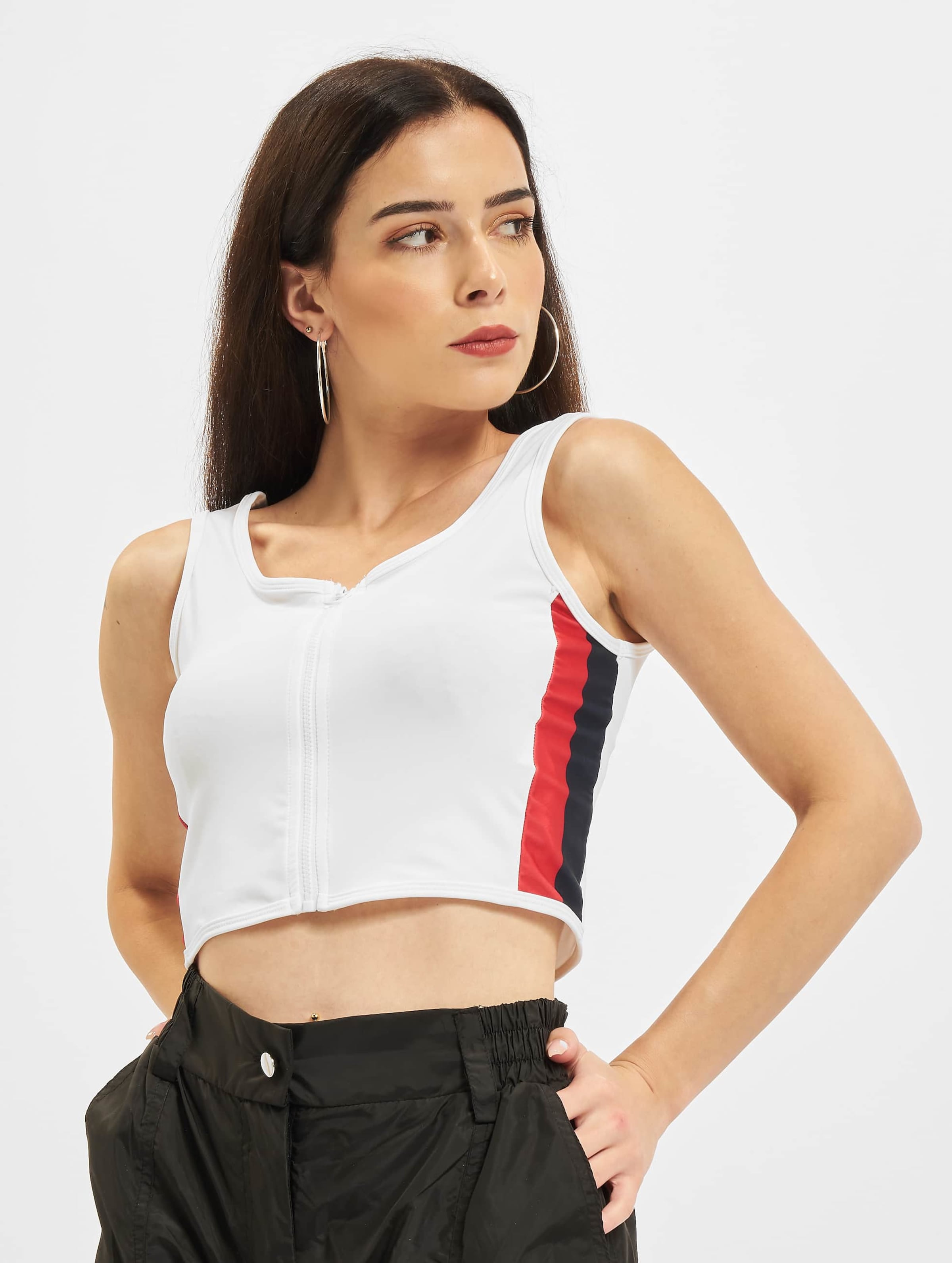 Urban Classics Ladies Side Stripe Cropped Zip Top
