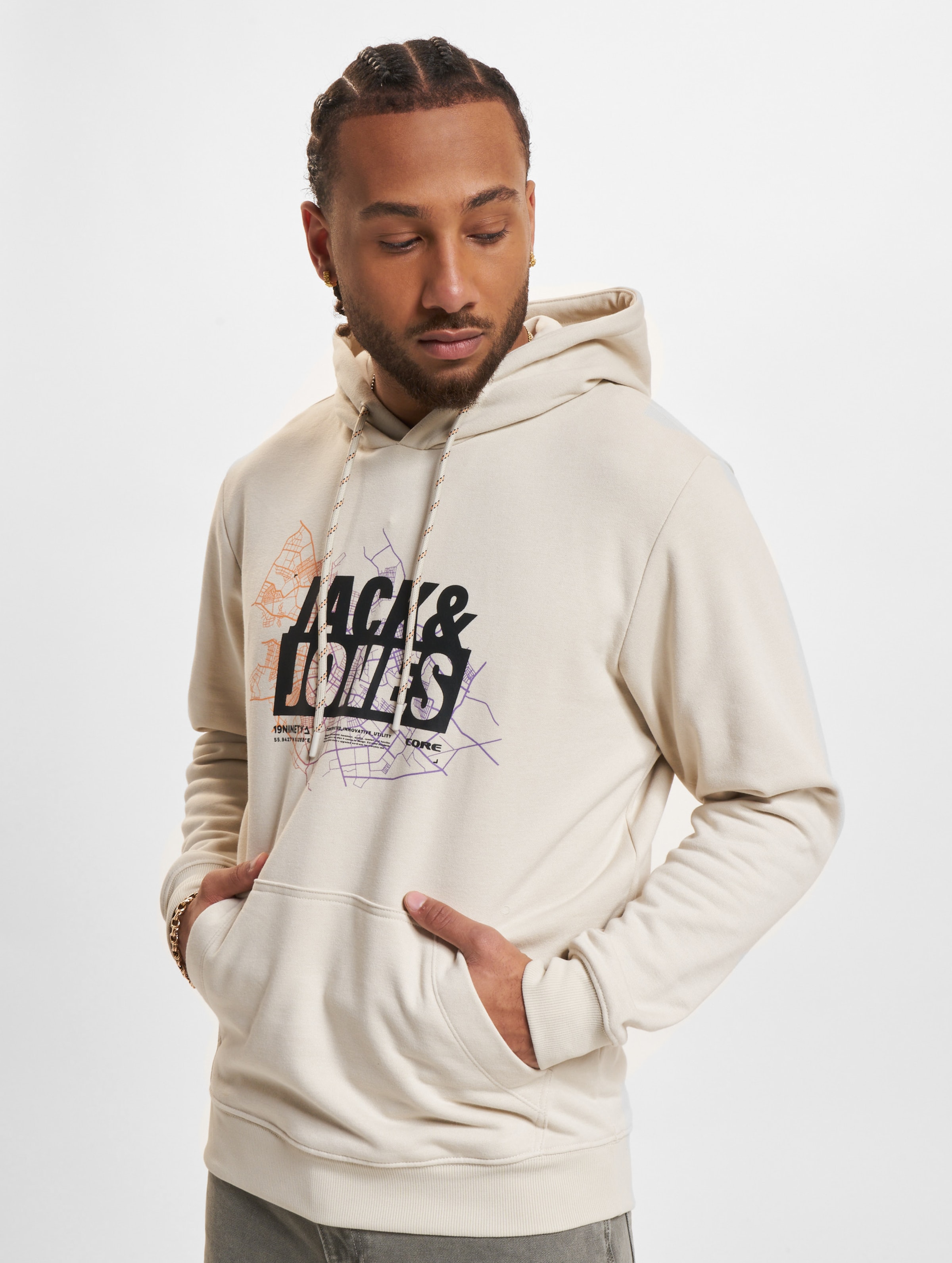 Jack & Jones Map Logo Sweat Hood