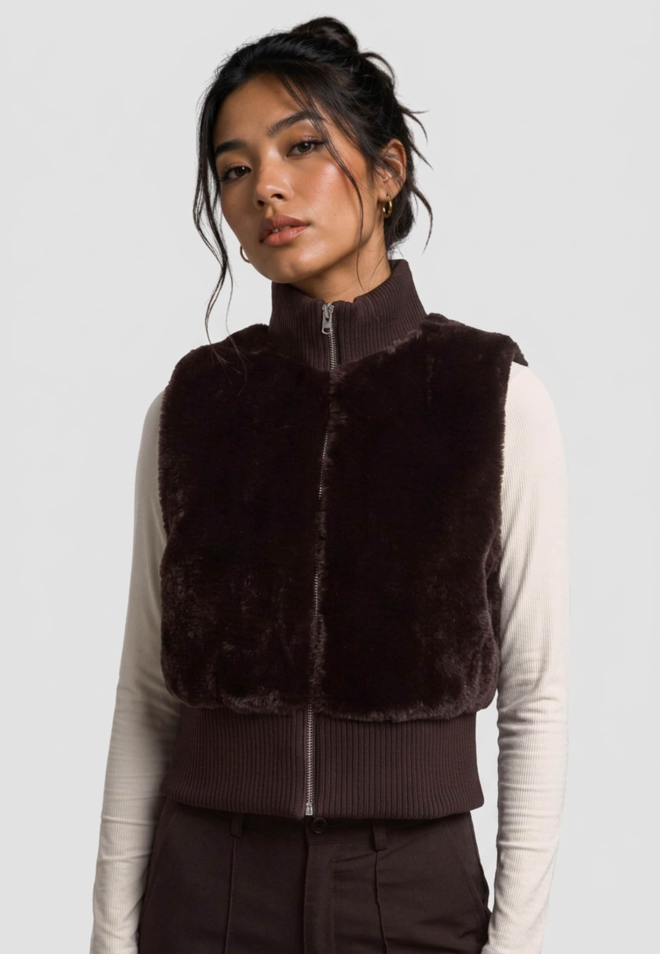 Urban Classics Ladies Cropped Faux Fur Vest