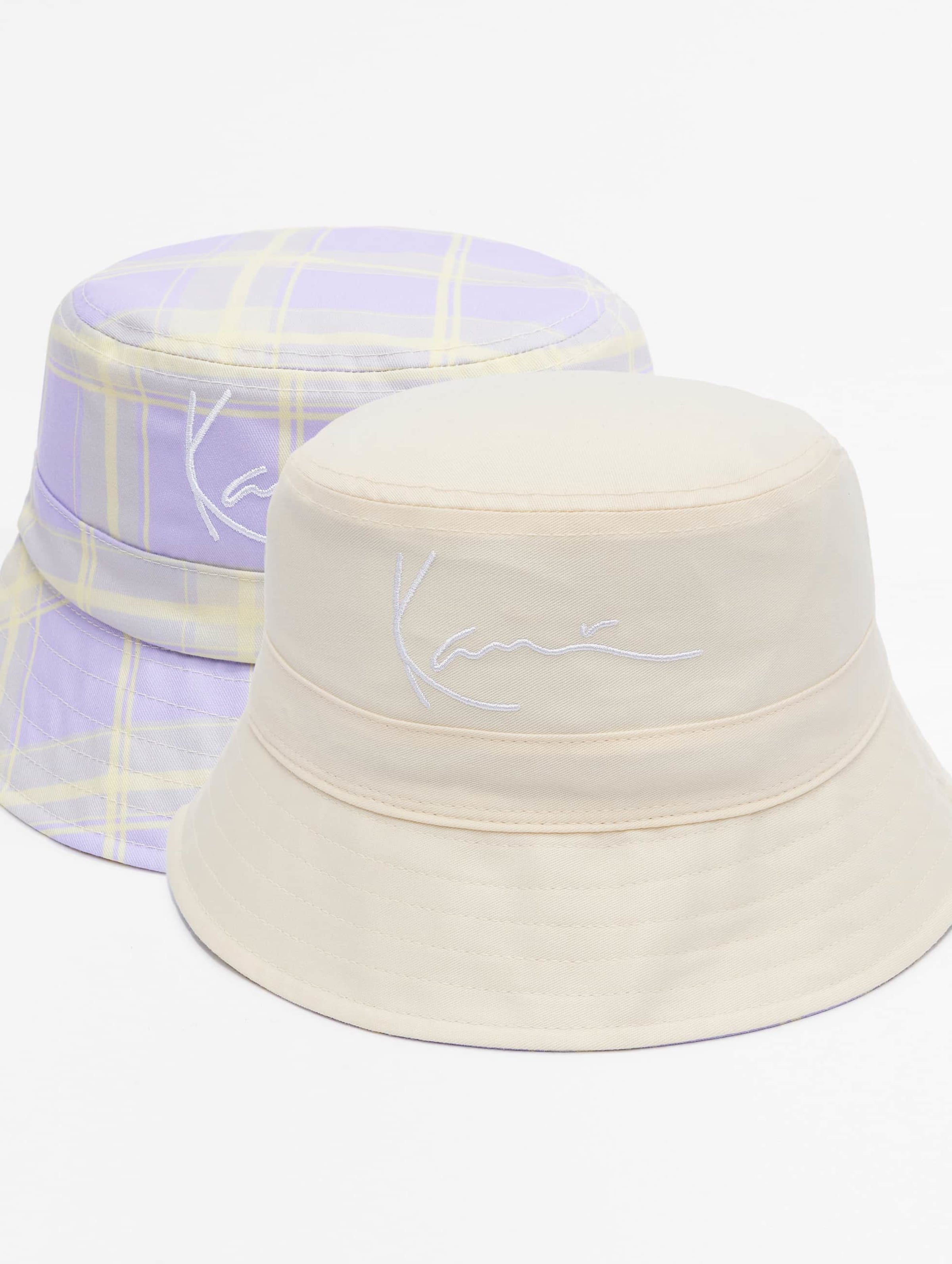 Karl Kani KA221-043-1 KK Signature reversible Check Bucket Hat purple/light sand