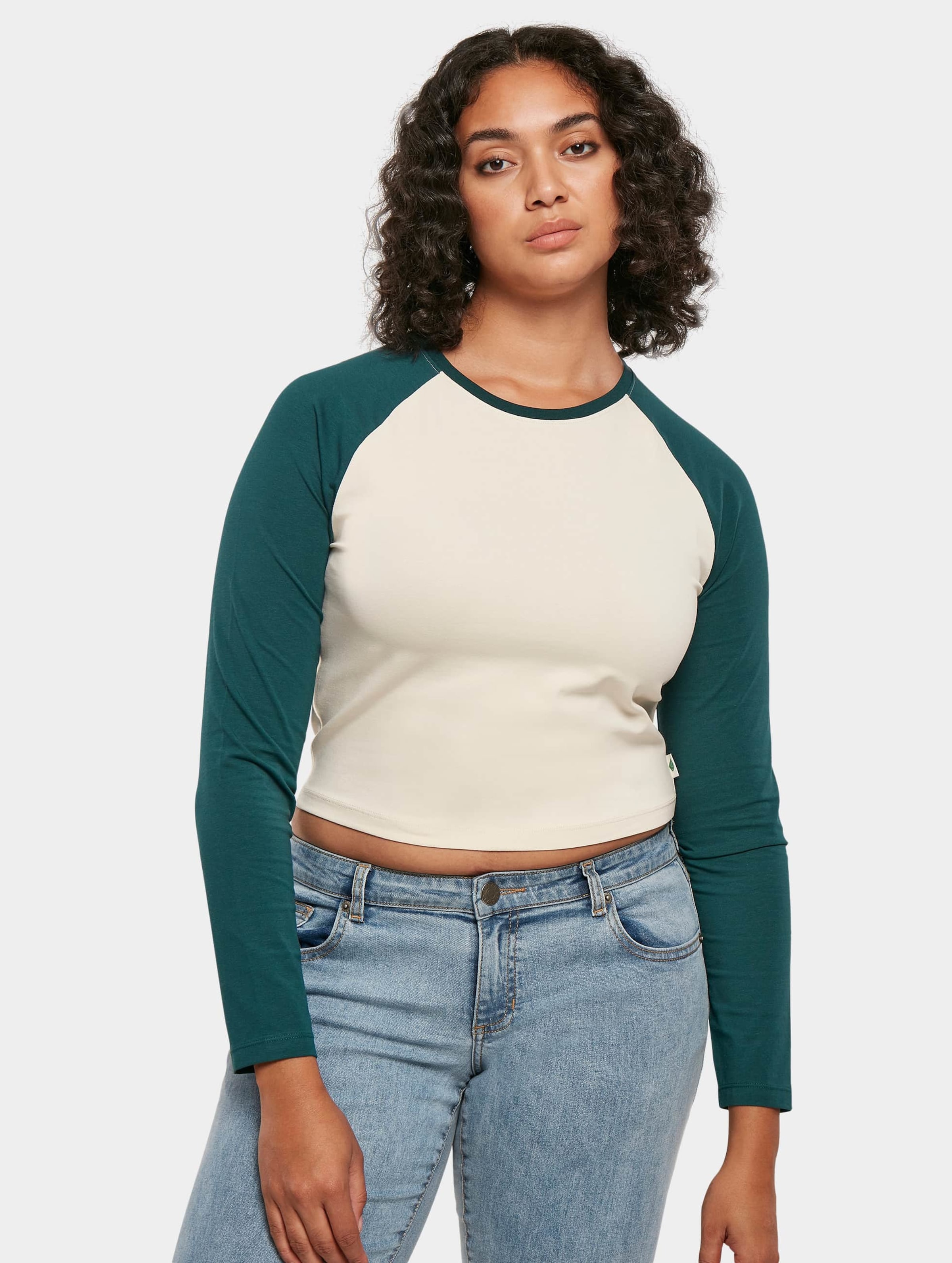 Urban Classics Ladies Organic Cropped Retro Baseball Longsleeve