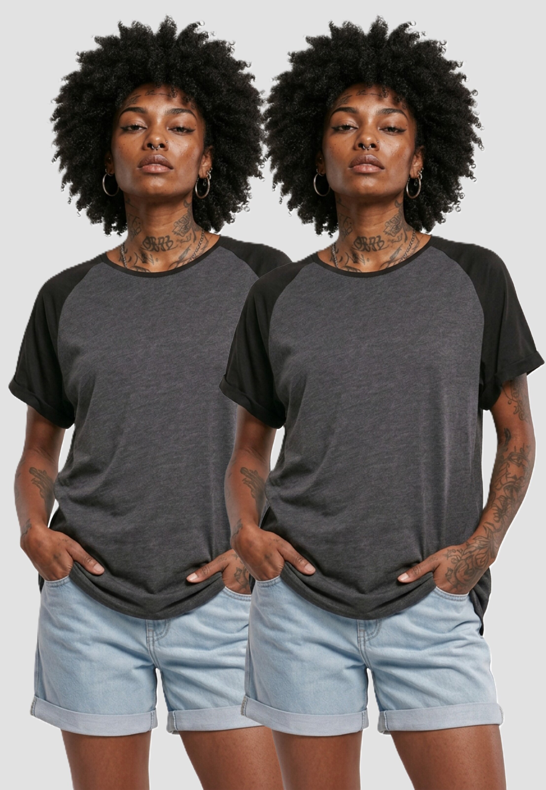Urban Classics Ladies Contrast Raglan Tee 2-Pack