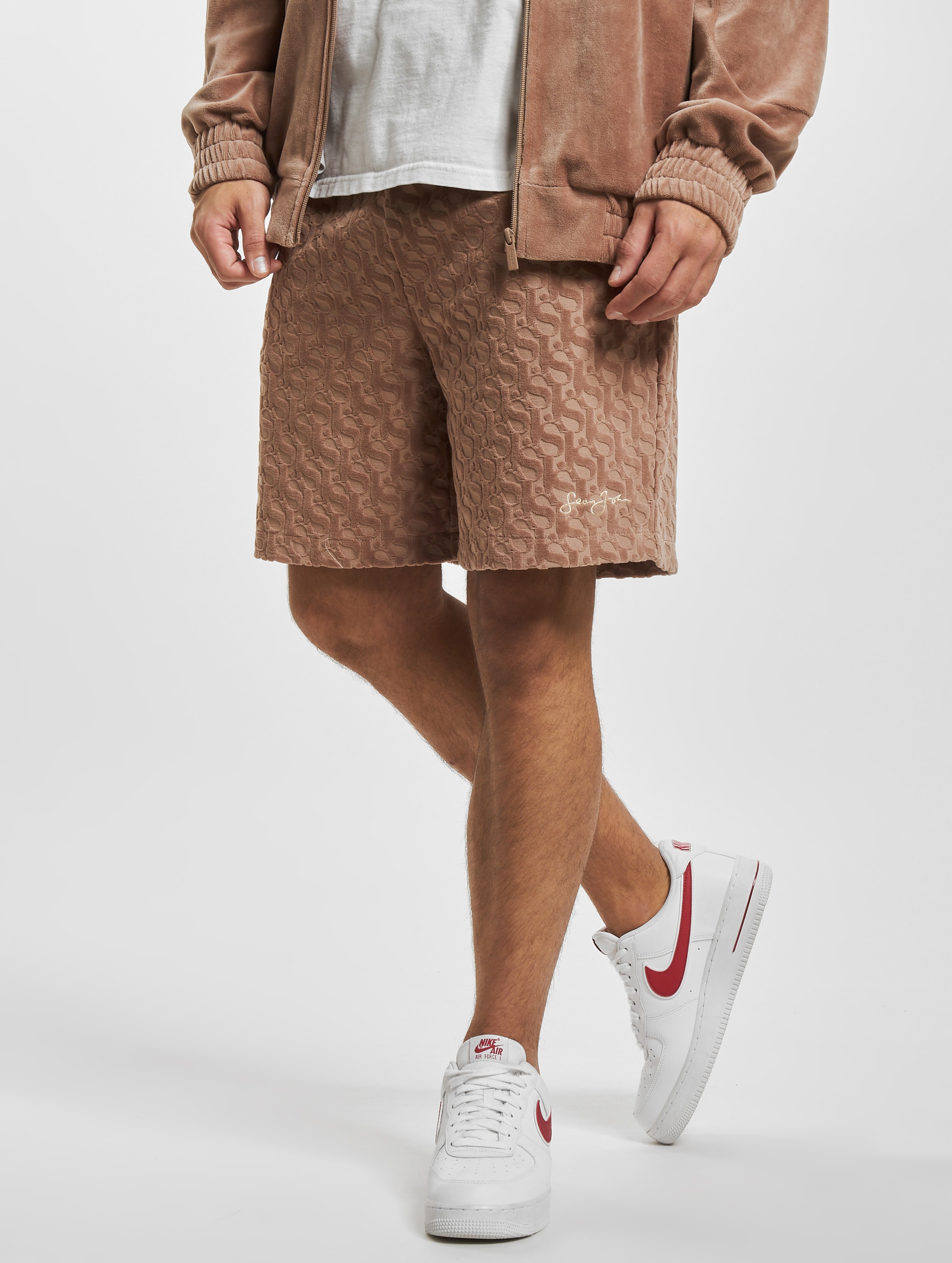 Sean John Monogram Logo Devorée Velours Short