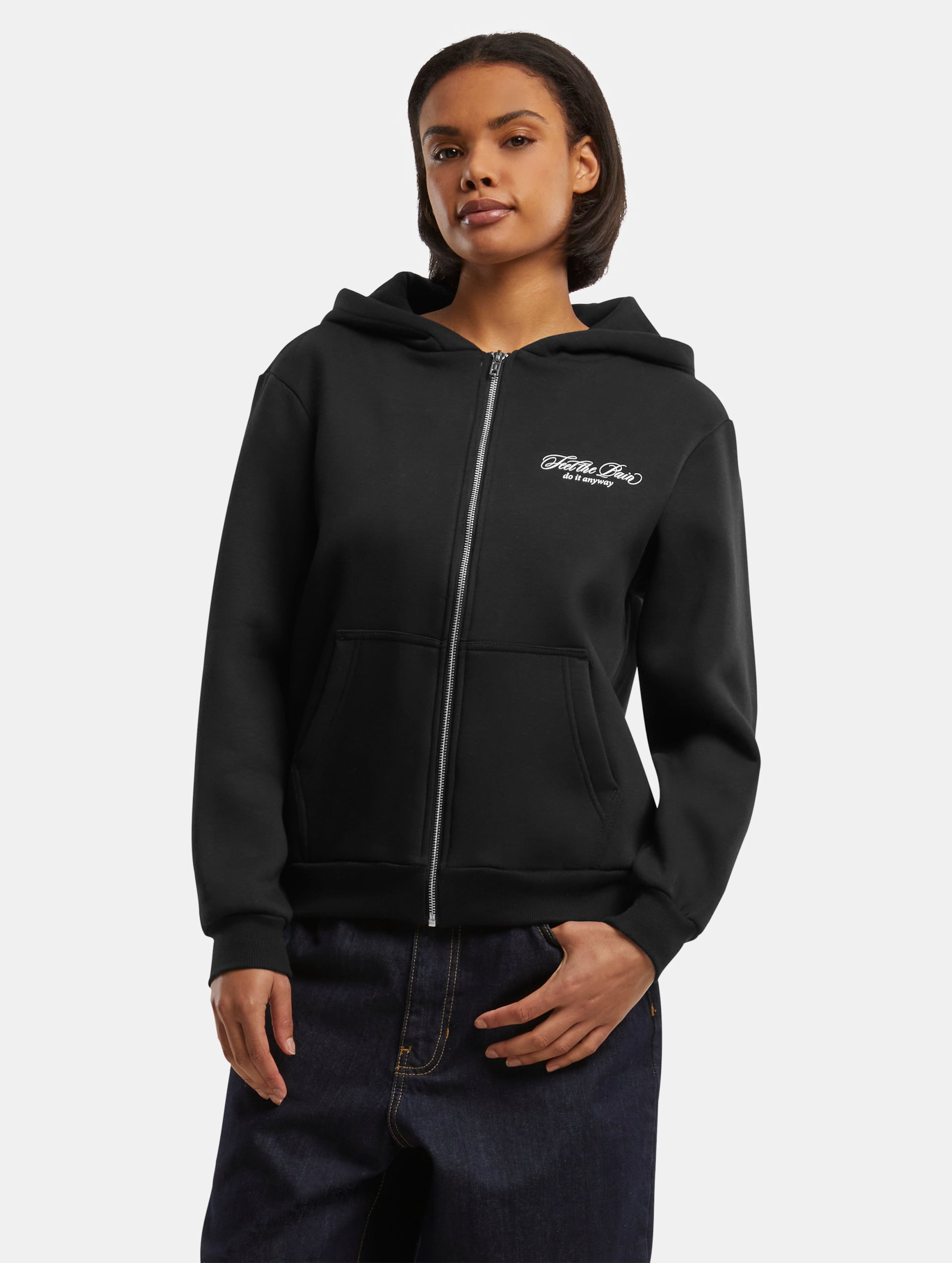 Miss Tee Feel The Pain Ladies Fluffy Zip Hoody